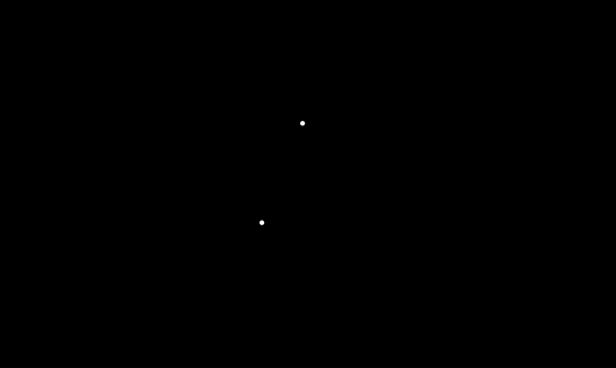 Two points pulled towards each other by a line.
